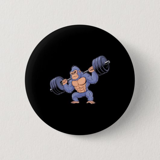 Badge Rond 5 Cm Gorilla Weightlifting Fitness Gym Training Bodybui (Devant)