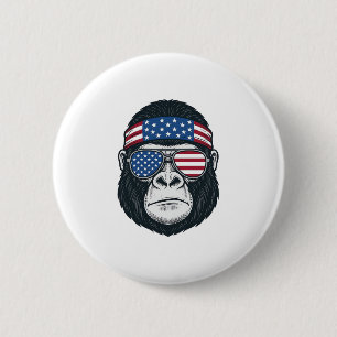 Badge Rond 5 Cm Gorille Patriotique Gravure Vintage Vecteur_1