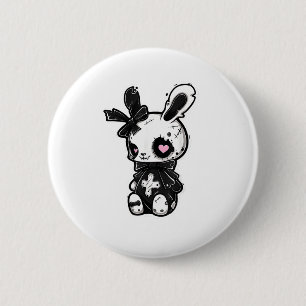 Badge Rond 5 Cm Goth Bunny Kawaii Rabbit E-Girl mignonne tenue got