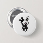 Badge Rond 5 Cm Goth Bunny Kawaii Rabbit E-Girl mignonne tenue got (Devant & derrière)