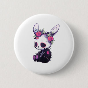 Badge Rond 5 Cm Goth Bunny tenue gothique mignonne E-Girl Kawaii R