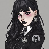 Badge Rond 5 Cm Goth cat Gothic grunge gothique Witchy