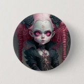 Badge Rond 5 Cm Goth Girl Rose Noir Déplaisant mignon (Devant)