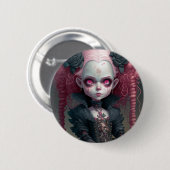 Badge Rond 5 Cm Goth Girl Rose Noir Déplaisant mignon (Devant & derrière)
