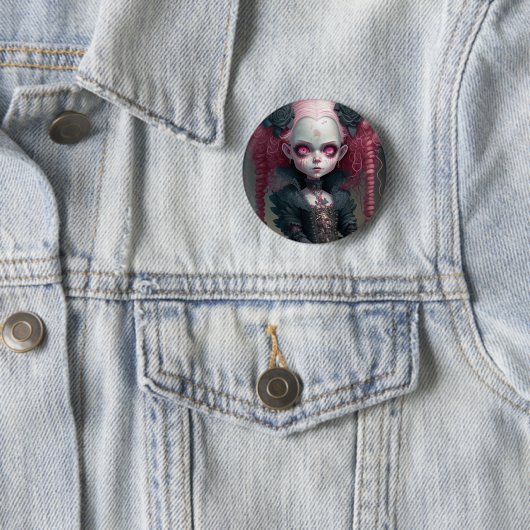 Badge Rond 5 Cm Goth Girl Rose Noir Déplaisant mignon (En situation)