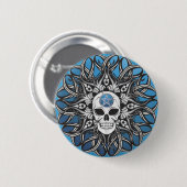 Badge Rond 5 Cm Goth Skull - Bleu (Devant & derrière)
