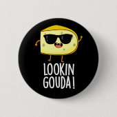 Badge Rond 5 Cm Gouda Funny Cheese Pun Dark BG (Devant)