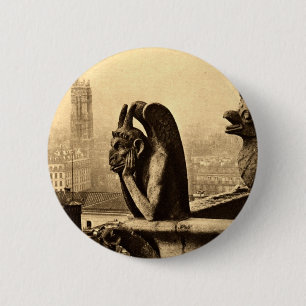Badge Rond 5 Cm Goule Notre Dame, cru 1912 de Paris France