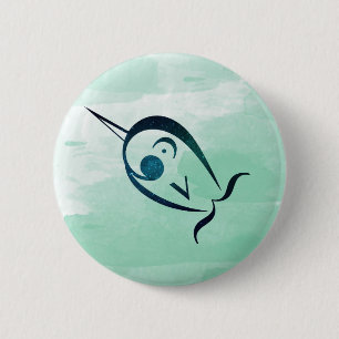 Badge Rond 5 Cm Goupille colorée de Narwhal de Note-ical