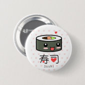 Badge Rond 5 Cm Goupille d'amour de sushi (Devant & derrière)