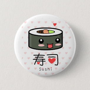 Badge Rond 5 Cm Goupille d'amour de sushi