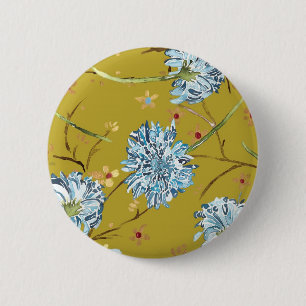 Badge Rond 5 Cm Goupille de chrysanthèmes