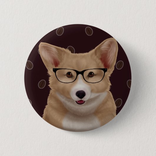 Badge Rond 5 Cm Goupille de corgi (Devant)