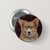 Badge Rond 5 Cm Goupille de corgi (Devant & derrière)