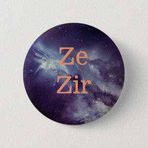 Badge Rond 5 Cm Goupille de pronom de Ze Zir