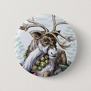Badge Rond 5 Cm Goupille de renne de Noël de "tintements du