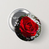 Badge Rond 5 Cm Goupille de Saint-Valentin de rose rouge (Devant & derrière)
