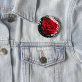 Badge Rond 5 Cm Goupille de Saint-Valentin de rose rouge (En situation)