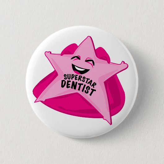 Badge Rond 5 Cm goupille drôle de dentiste de superstar (Devant)