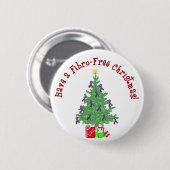 Badge Rond 5 Cm Goupille fibro de Noël d'arbre (Devant & derrière)