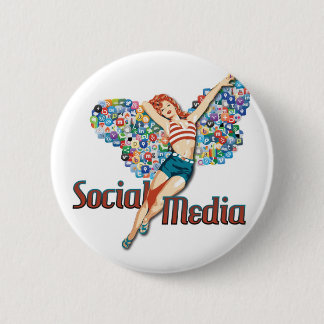 Badge Rond 5 Cm Goupille- sociale de fée de médias