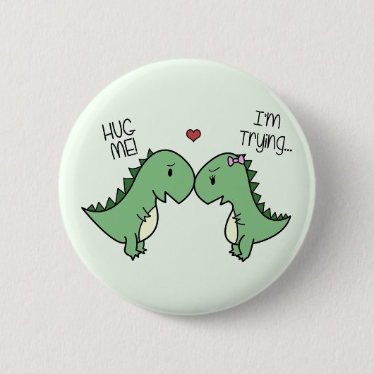 Badge Rond 5 Cm Goupilles d'amour de Dino ! (Devant)