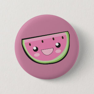 Badge Rond 5 Cm Goupilles de Kawaii : Pastèque