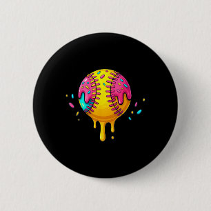 Badge Rond 5 Cm Goutte de glace avec paillettes Dégoulinant de gla