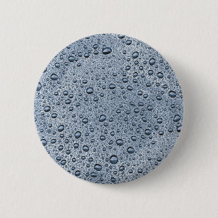 Badge Rond 5 Cm gouttelettes d'eau gris de métal