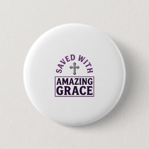 Badge Rond 5 Cm Grâce Incroyable Croix Chrétienne Vintage