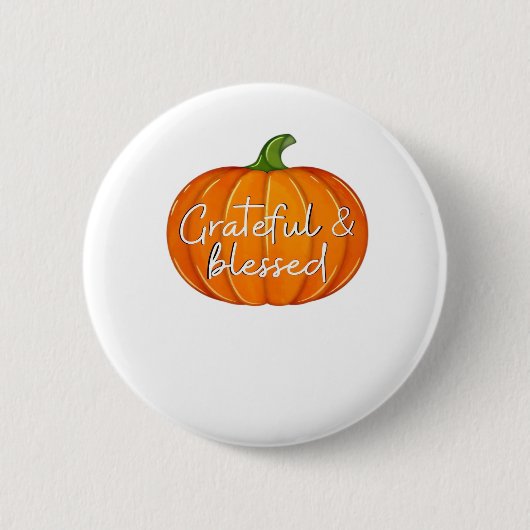 Badge Rond 5 Cm Grâces et bienheureux - Chute Citrouille Thanksgiv (Devant)