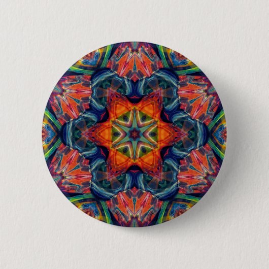 Badge Rond 5 Cm Gradient de kaléidoscope à énergie chaude terrestr (Devant)