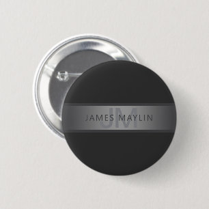 Badge Rond 5 Cm Gradient gris foncé moderne Nom ou raison sociale