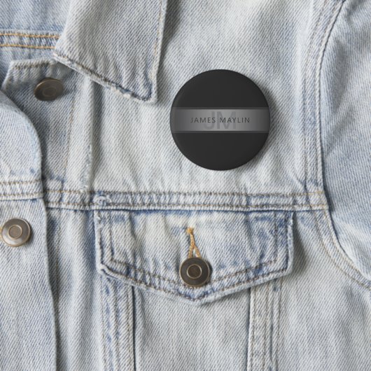 Badge Rond 5 Cm Gradient gris foncé moderne Nom ou raison sociale (En situation)