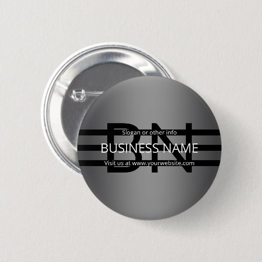 Badge Rond 5 Cm Gradient gris moderne et bandes noires horizontale (Devant & derrière)