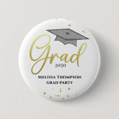 Badge Rond 5 Cm Graduate Grad Gold Graduation Script Party (Devant)