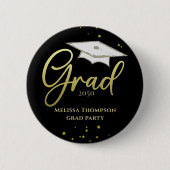 Badge Rond 5 Cm Graduate Grad Gold Graduation Script Party (Devant)