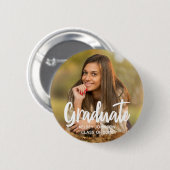 Badge Rond 5 Cm Graduate Photo Bold Script Custom Graduate Party (Devant & derrière)