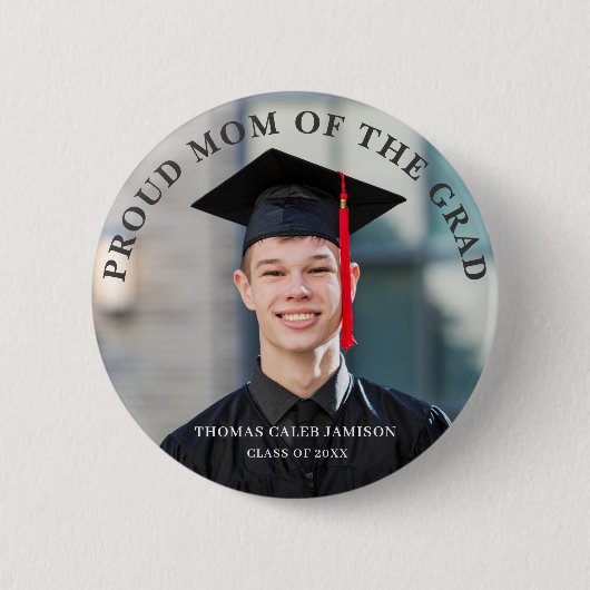 Badge Rond 5 Cm Graduate Photo Fier Maman de Grad (Devant)