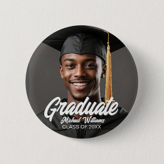 Badge Rond 5 Cm Graduate Photo Name Year Graduation Parent (Devant)