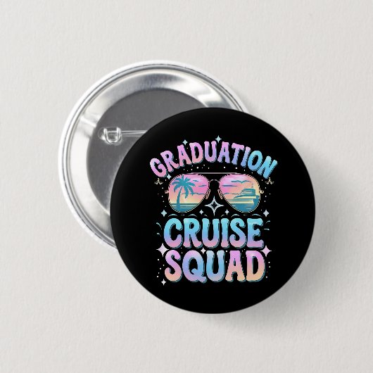 Badge Rond 5 Cm Graduation Cruise Squad Cruising Ship Retro (Devant & derrière)
