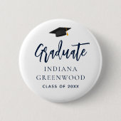 Badge Rond 5 Cm Graduation Party 2025 Script Navy Blue School (Devant)