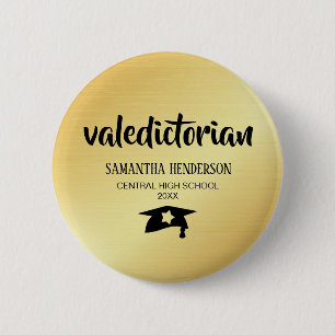 Badge Rond 5 Cm Graduation personnalisée Valedictorian Gold