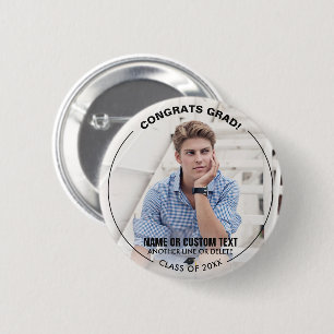 Badge Rond 5 Cm Graduation Photo Félicats Grad Class 20XX Custom
