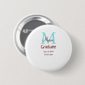 Badge Rond 5 Cm Gradué ajouter nom monogramme vert rose simple min (Devant & derrière)