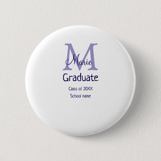 Badge Rond 5 Cm Gradué ajouter nom monogramme violet simple m mini (Devant)