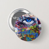 Badge Rond 5 Cm Graffiti bleu oeil diabolique (Devant & derrière)