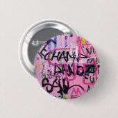 Badge Rond 5 Cm Graffiti rose (Devant & derrière)