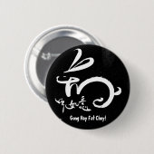 Badge Rond 5 Cm Graisse Choy de foin de Gung !  Lapin chinois de (Devant & derrière)