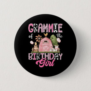 Badge Rond 5 Cm Grammie De L'Anniversaire Fille Ferme Vache Rose 1